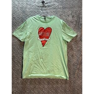 Very Important Tee Waffle‎ Love Heart Graphic T Shirt Mint Green XL